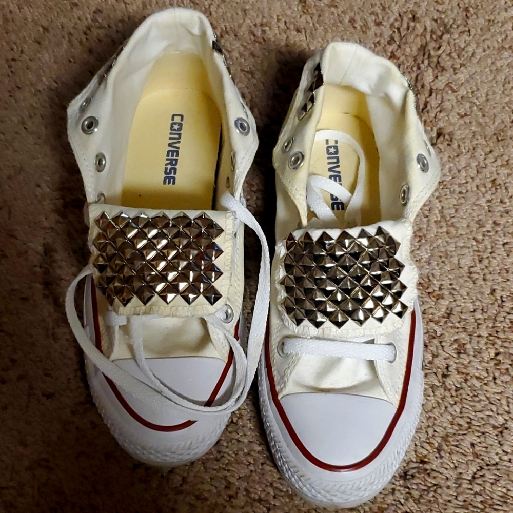 Converse midtop studded sneakers